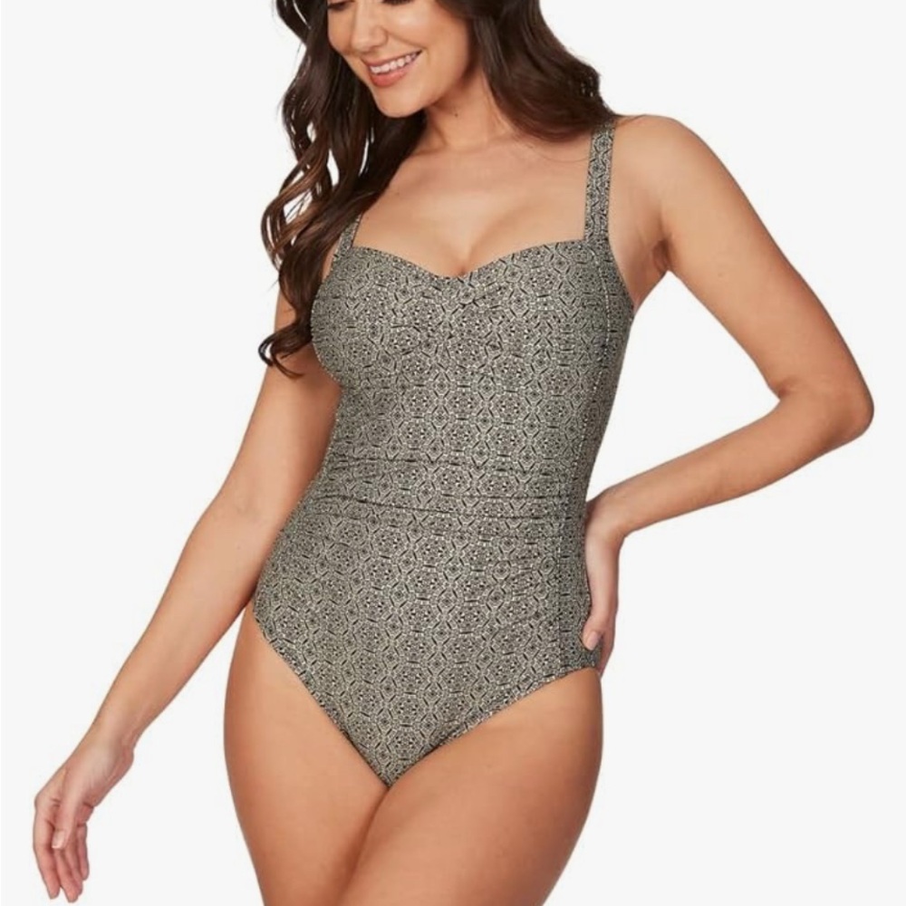 Nip tuck swim tintilating tile foil Joanne twist‎ front one piece swimsuit 8